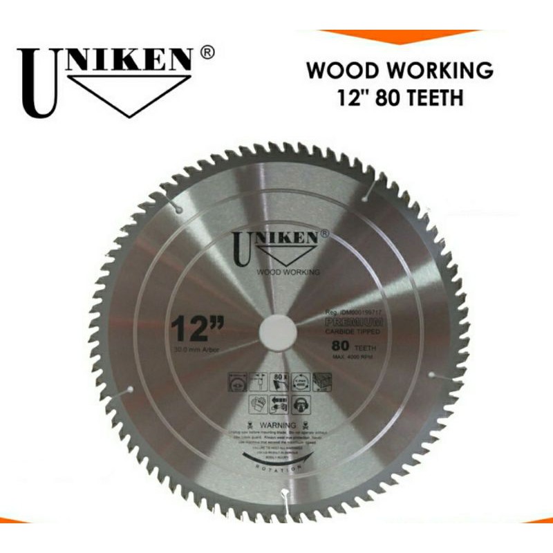 UNIKEN-TCT Saw Blade 12" (300mm) 80TR /Mata Gergaji Kayu/Mata Circle