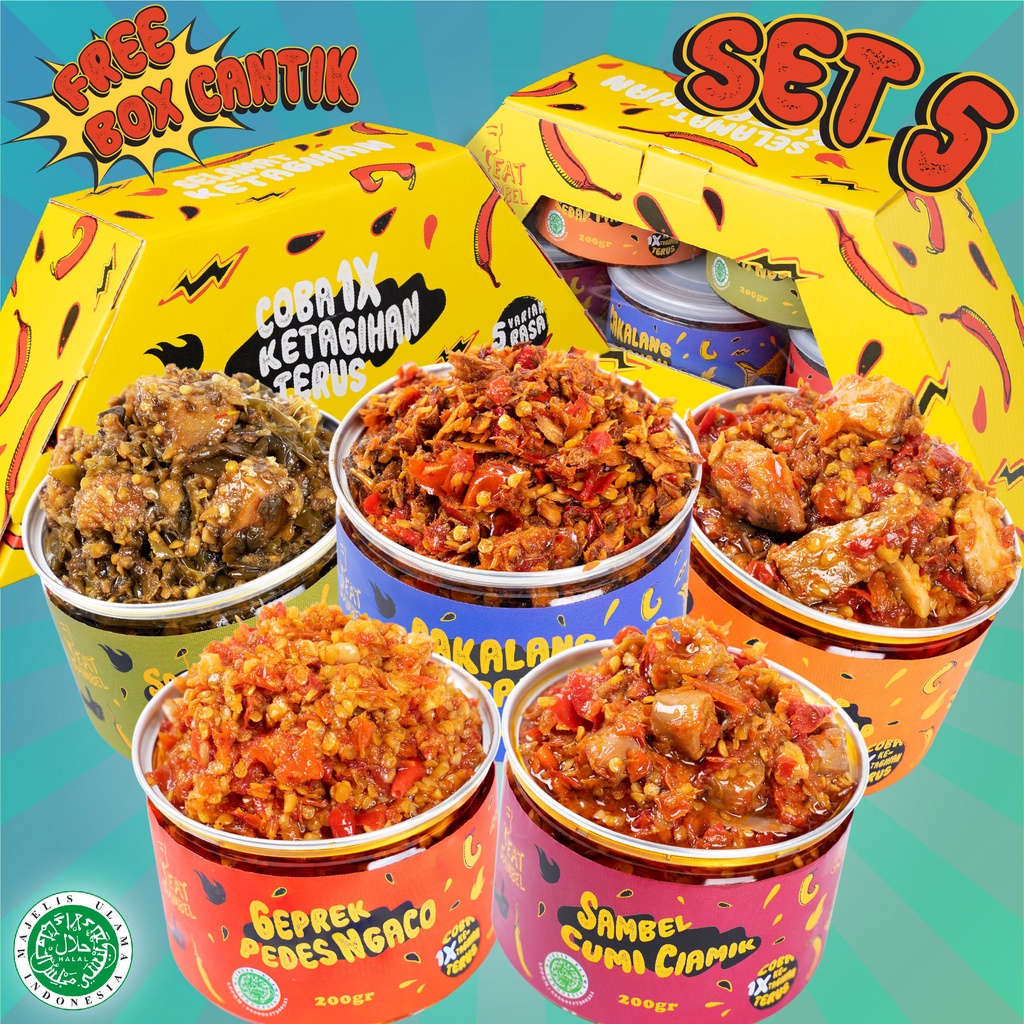 Jual Eat Sambel - Set Sambel Jagoan Kumplit 5 Varian Eatsambel