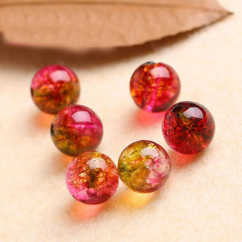 Bunga merah kristal Manik tunggal Handmade DIY batu semi Bunga merah kristal Manik tunggal Handmade DIY batu semi