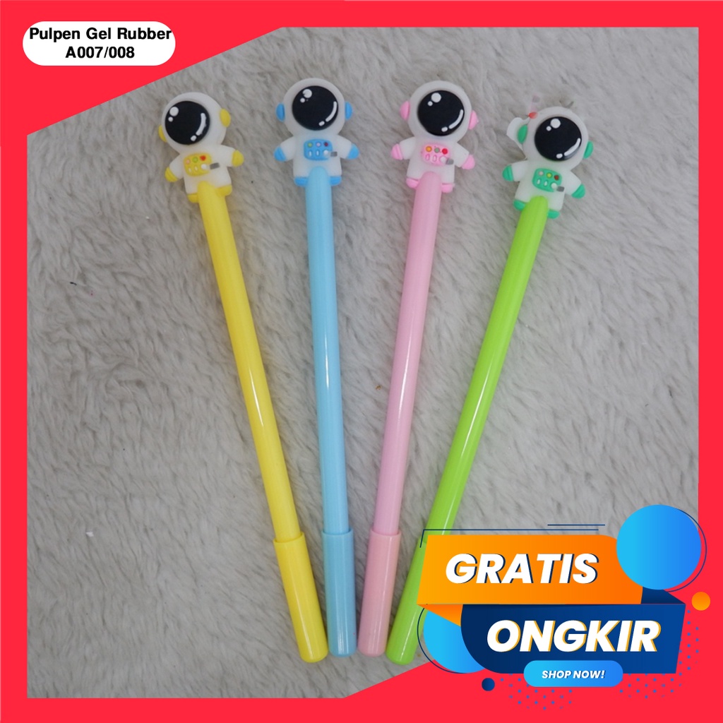 365 GEL PEN #41155 Pulpen Gel Glitter Bahan Rubber Karakter