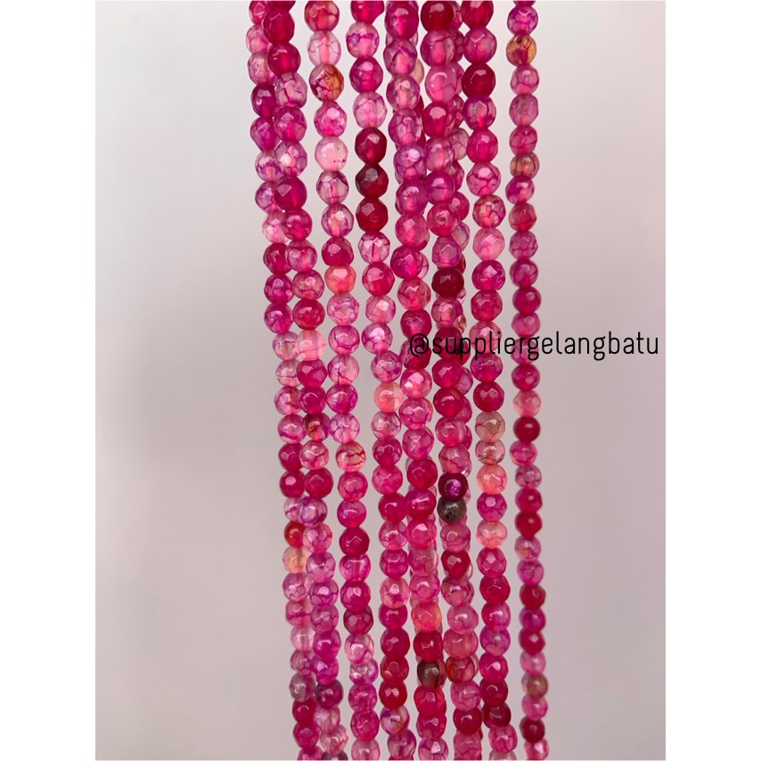 bahan batu 4mm Purple Agate CUTTING aksesoris FACET gelang kalung batu