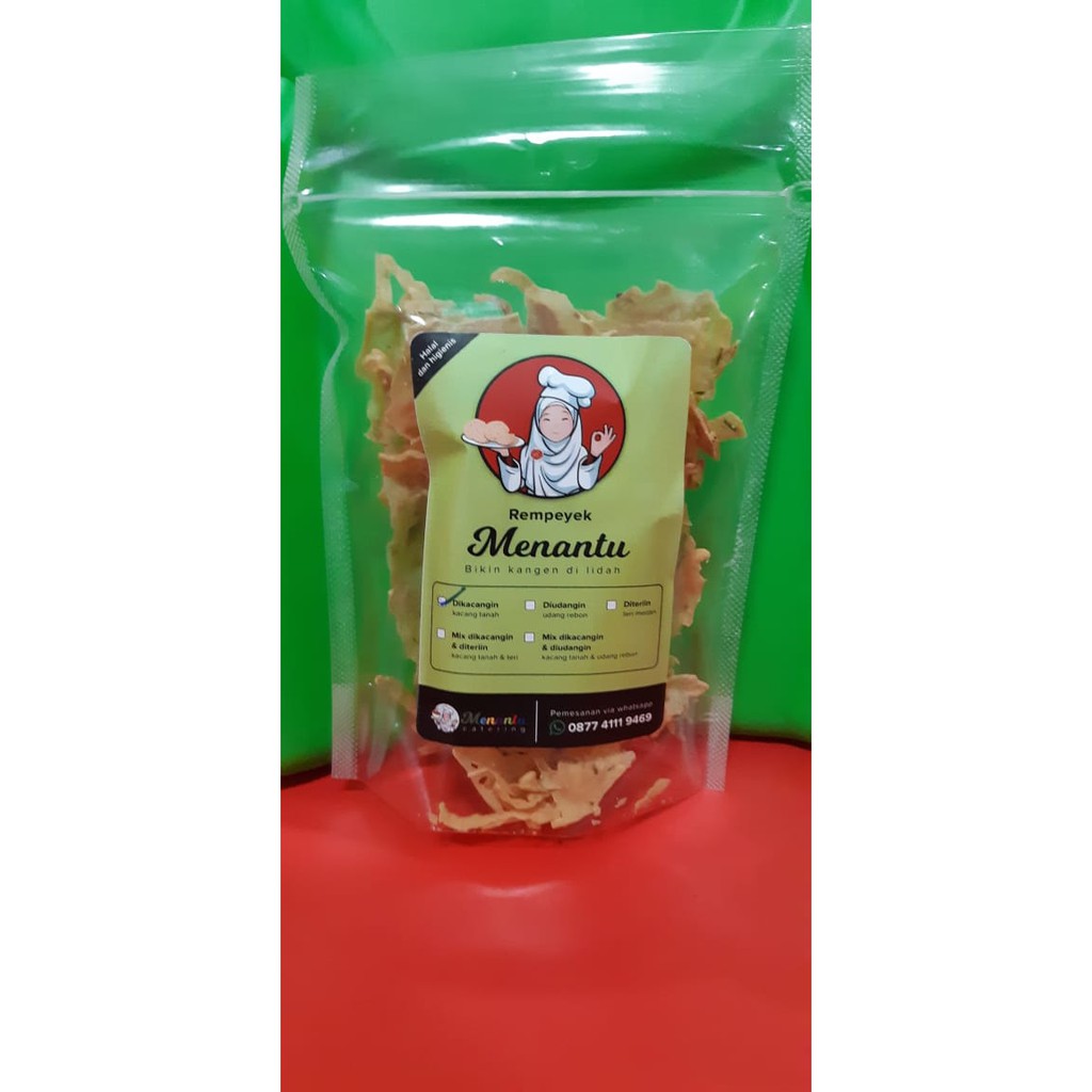 

Rempeyek MENANTU Varian Dikacangin Enak, Gurih, Renyah, Halal dan Higienis