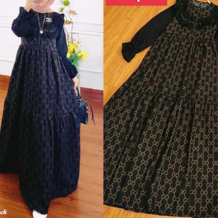 Paling Diminati GAMIS RAYON PREMIUM/DRESS RAYON MOTIF GUCCI KANCING DEPAN/DRESS RAYON TERBARU/GAMIS 