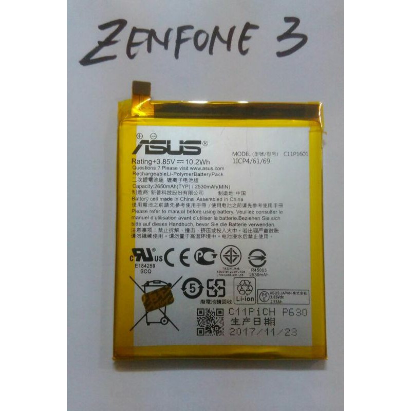 BATERE BATERAI BATTERY BATRE ASUS ZENFONE 3 ZE520KL C11P1601 ORIGINAL BATRE ASUS 3