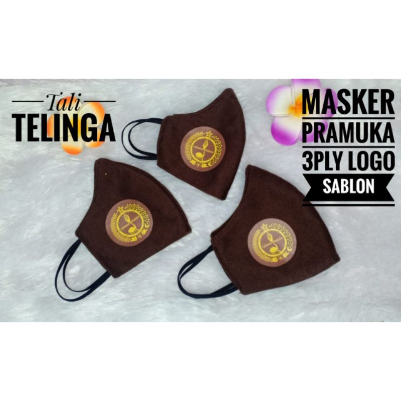 masker pramuka 3 ply logo sablon/ bordir