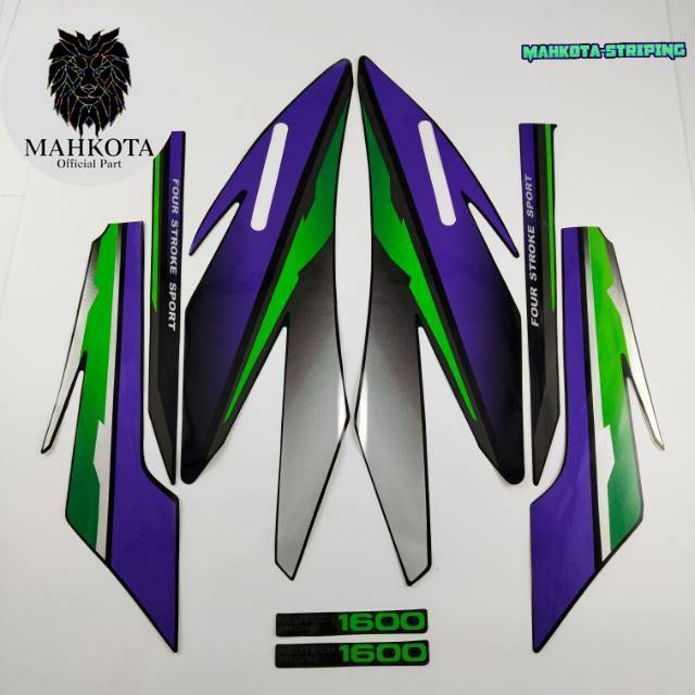 Striping Stiker Polet Sepeda Motor List honda gl pro glpro 1997 1998 hitam lis ungu list body standa