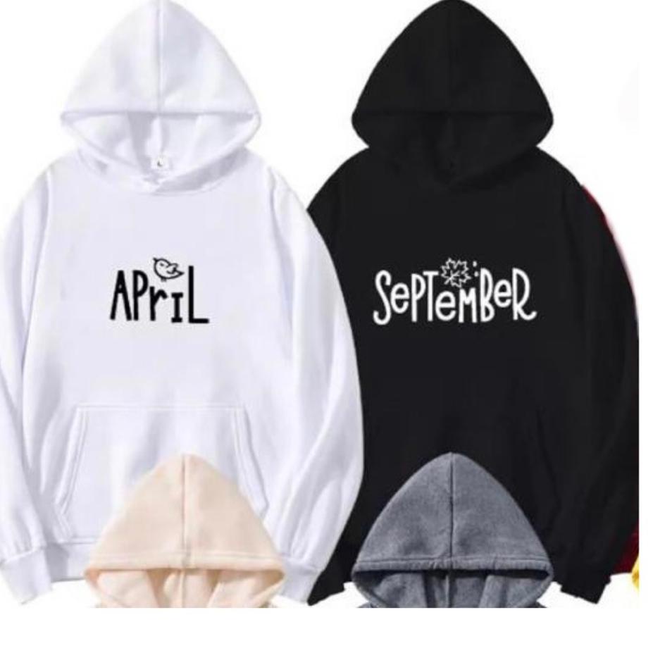 Harga Bersahabat.. Sweater Hoodie Couple / Jaket Pasangan CUSTOM NAMA BULAN Bahan Fleece Premium