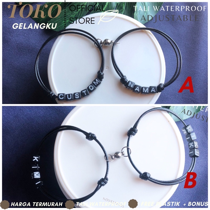 Gelang Nama Dadu Hitam (2-6huruf )