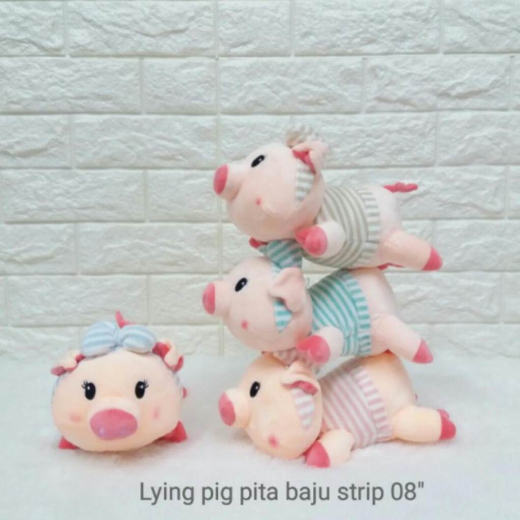 

Boneka Pig Pita Baju Stripe 20cm import kado souvenir