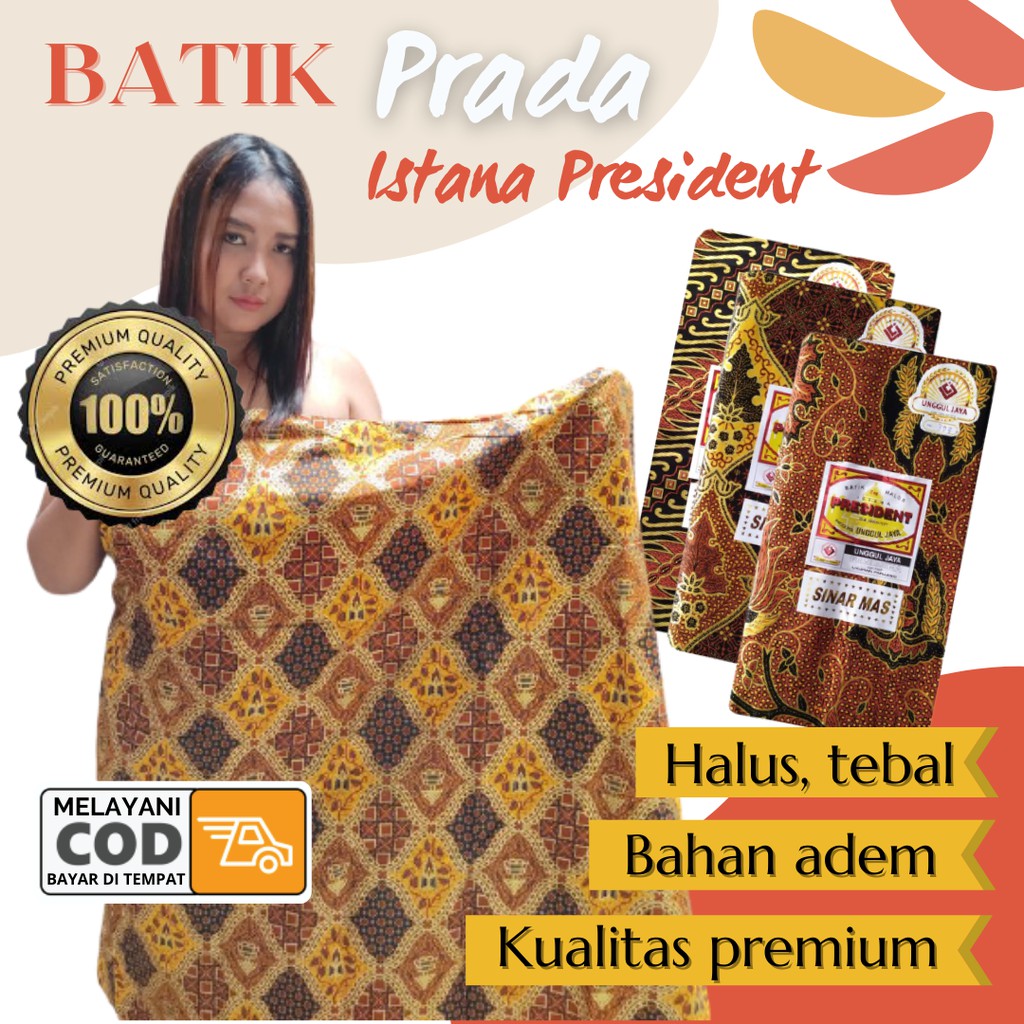 Kain Jarik Panjang Batik Solo Prada Premium Halus Motif Sidomukti Parang dll Cap Istana President