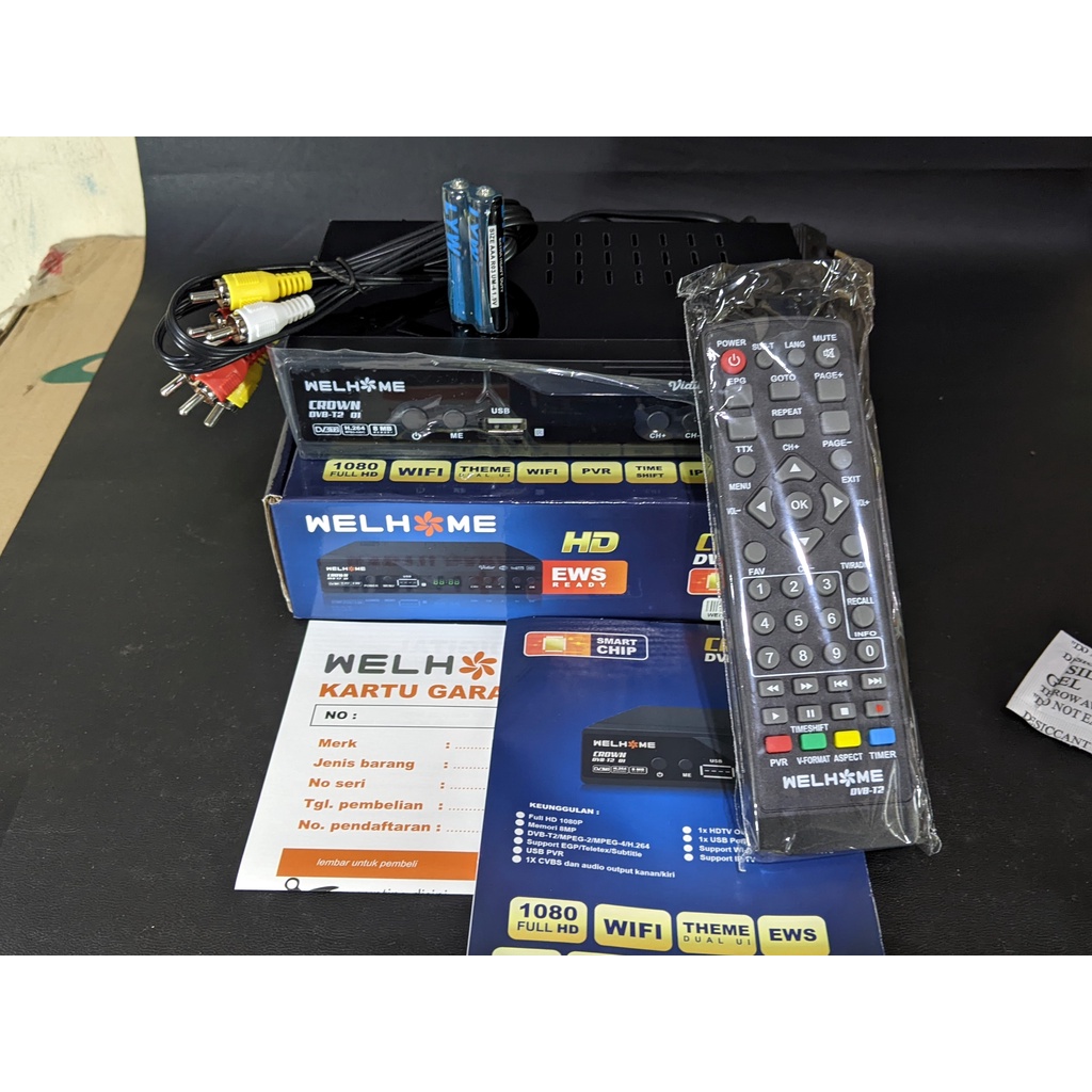 STB Set Top Box Welhome Digital TV Receiver DVB-T2 01 Penangkap siaran TV Digital HD Crown EWS Ready 1080 FHD IPTV 8mb Memory Smart Chip Wifi Dongle Noise