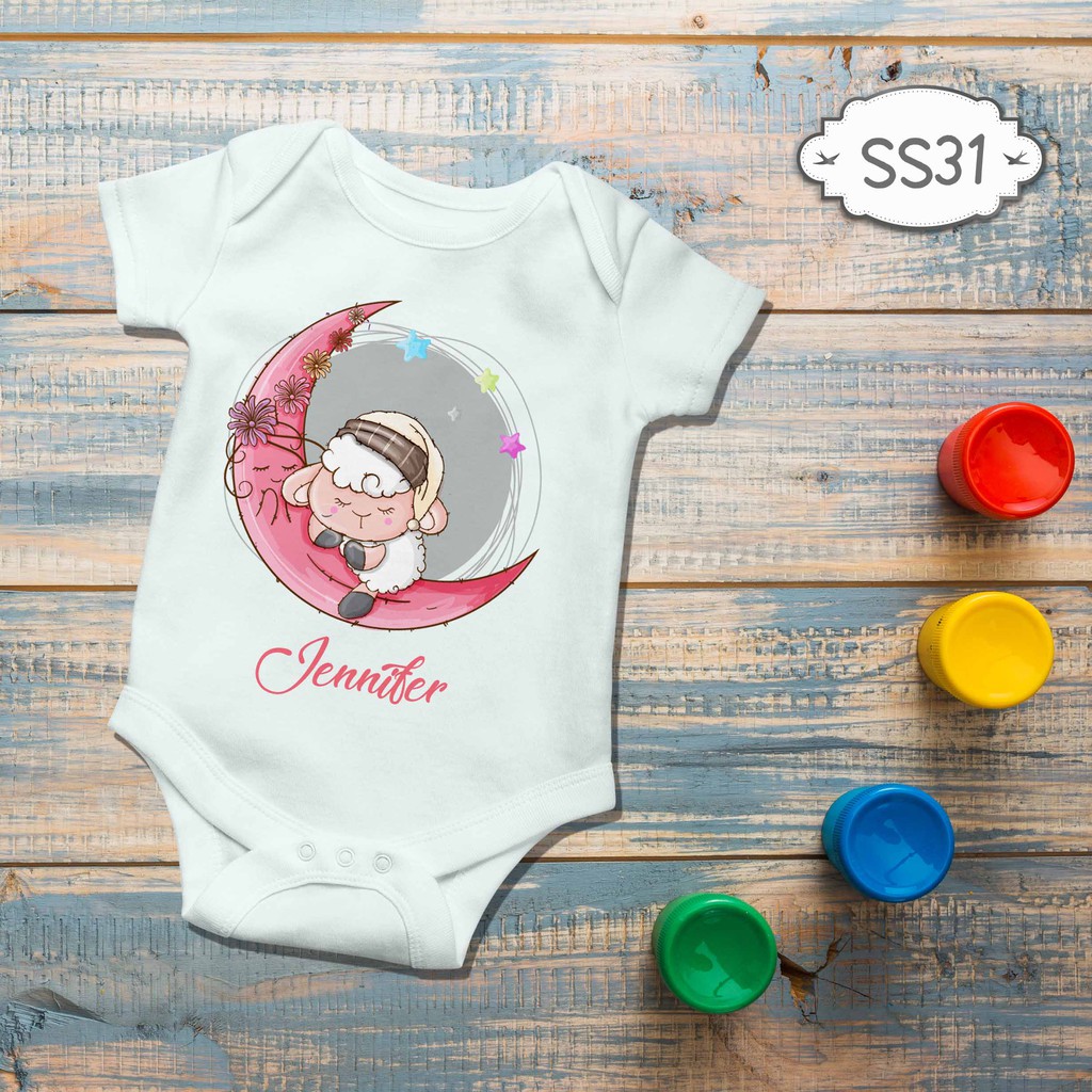 Jumper Baby Girl boy newborn Sheep n Pinky Moon Custom name nama bebas