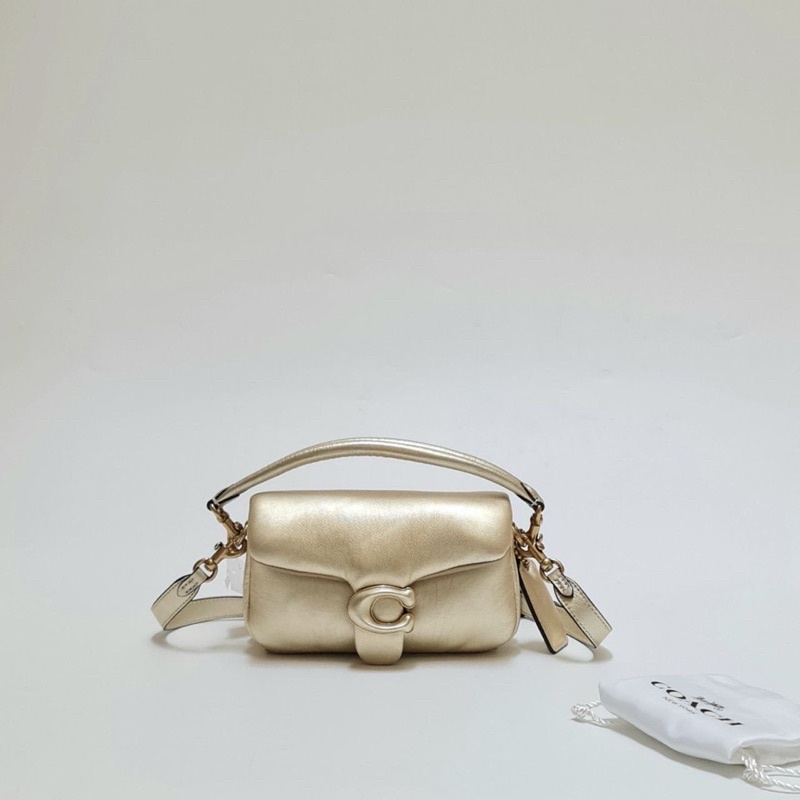 COACH C7876 PILLOW TABBY 18 METALLIC SOFT GOLD 18x11x5