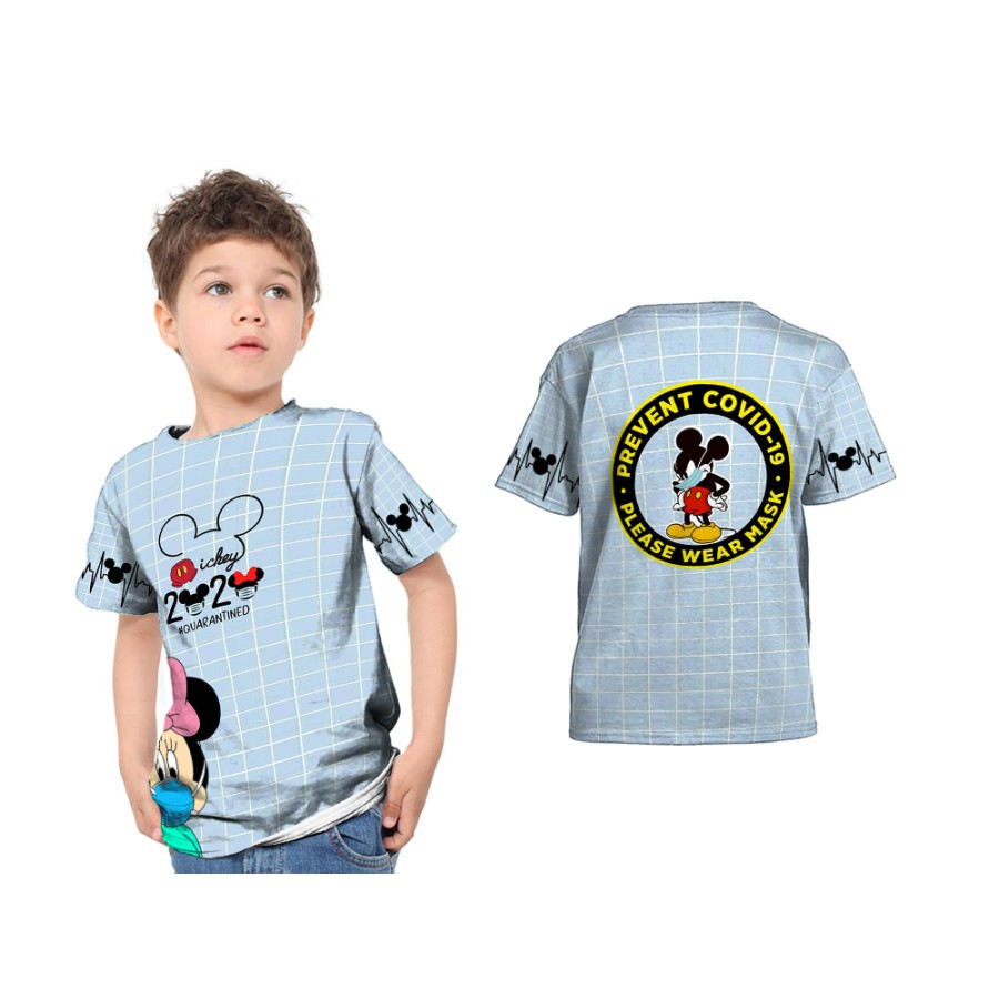 2S5 - Baju Kaos Tshirt Anak Covid Virus Wearing Masker Fullprint - S