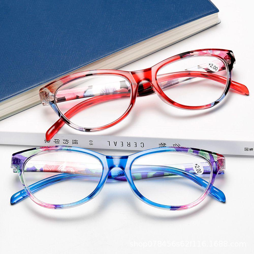 Mxbeauty Kacamata Baca Mata Kucing Wanita Outdoor Vision Care Travel Ultralight Baca Pembesaran Bunga Presbyopic Eyewear