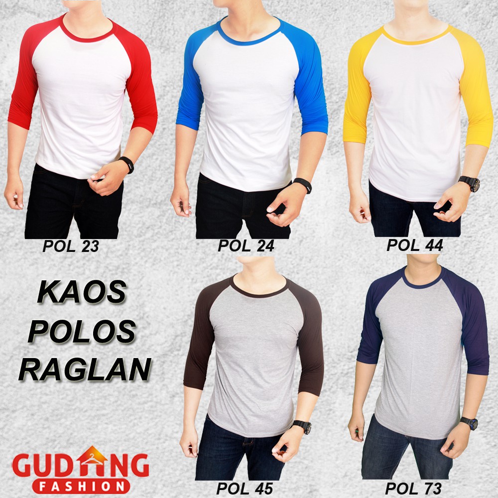 Kaos Polos Raglan - Banyak Pilihan Warna POL (COMB)