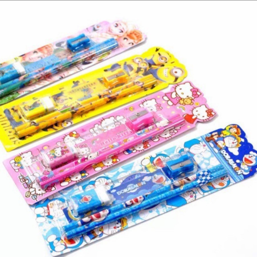 Stationery set 5in1 Paket Alat Tulis Anak Sekolah 5 Pensil Penghapus A