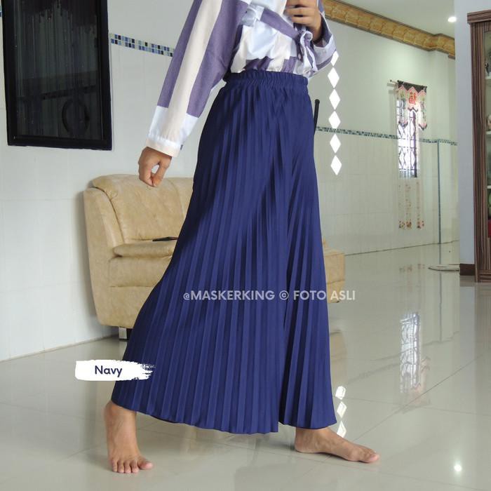 P81- Rok Kulot Plisket / Rok Wanita / Celana Kulot Rempel Panjang Musliman - Maroon Tua