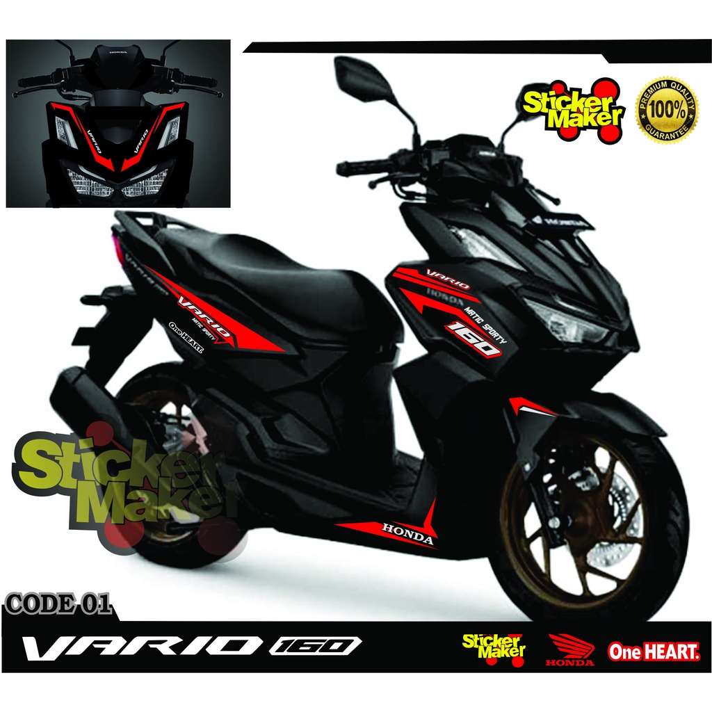 COD stiker cutting vario 160cc sticker list body honda vario 160 new hitam #01