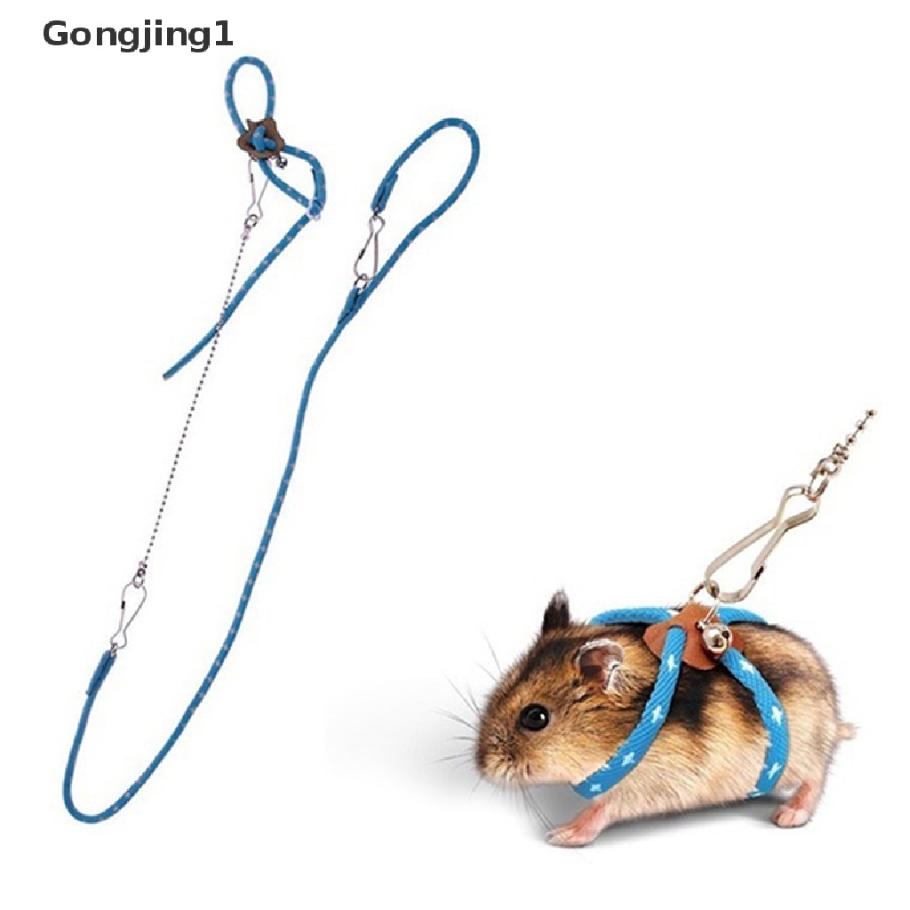 Gongjing1 Set Tali Tuntun Harness Adjustable Dengan Lonceng Untuk Hamster / Musang Peliharaan