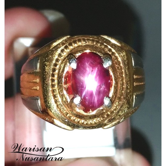 Batu Cincin Permata Merah Ruby Star Asli