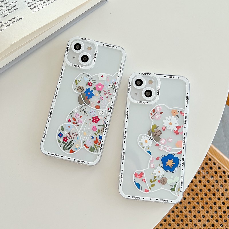 Bunga Beruang Soft Case iPhone 6 6S 7 8 Plus X XR XS Max 11 12 13 Pro Max SE 2020 VIVO Y11 Y12i Y15 Y17 Y20S Y12S Y20i Y50 Y30i V9 Y21S Y21A Y21T Y21E Y33S Y15S Y93 Y91C Y95 Y15S V9 Case