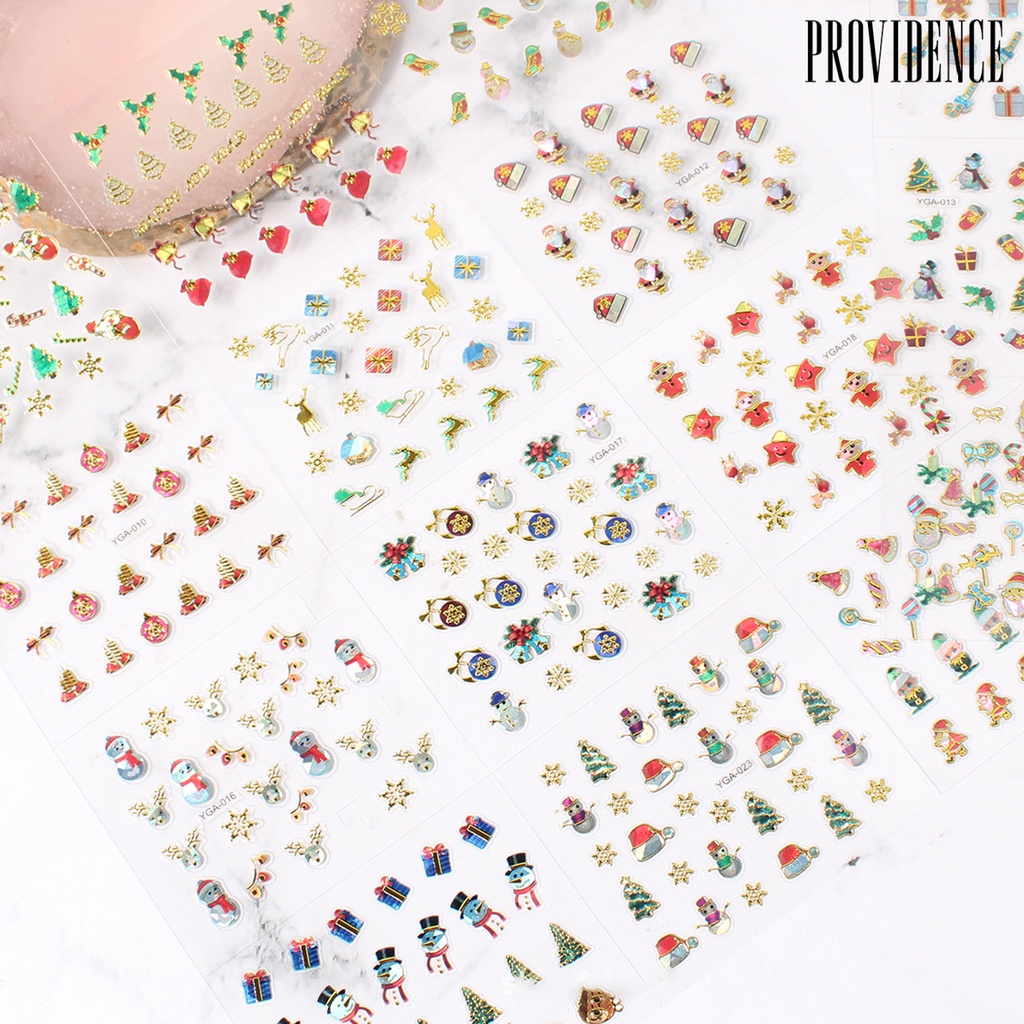 Providence 24Pcs/Set Nail Sliders Christmas Patterns Non-Fading Colorful Xmas Decorations Mix Colorful Transfer Foil for Manicure