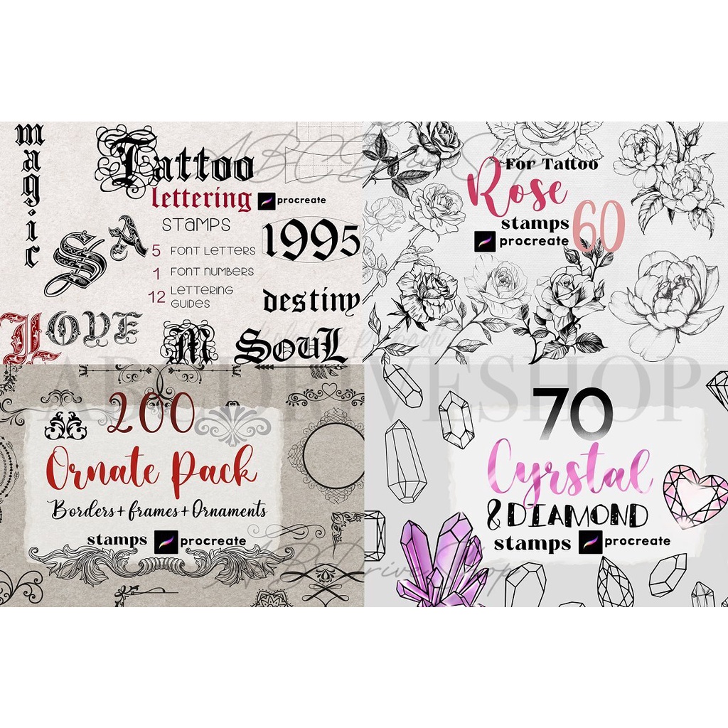 Procreate Brush - 1100+ Most Wanted Tattoo Stamps