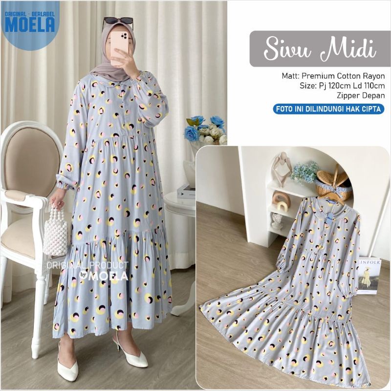 [ Siap kirim ] 100% ORI Sivu MIDI dress by Moela / Ld 110 Pb 120