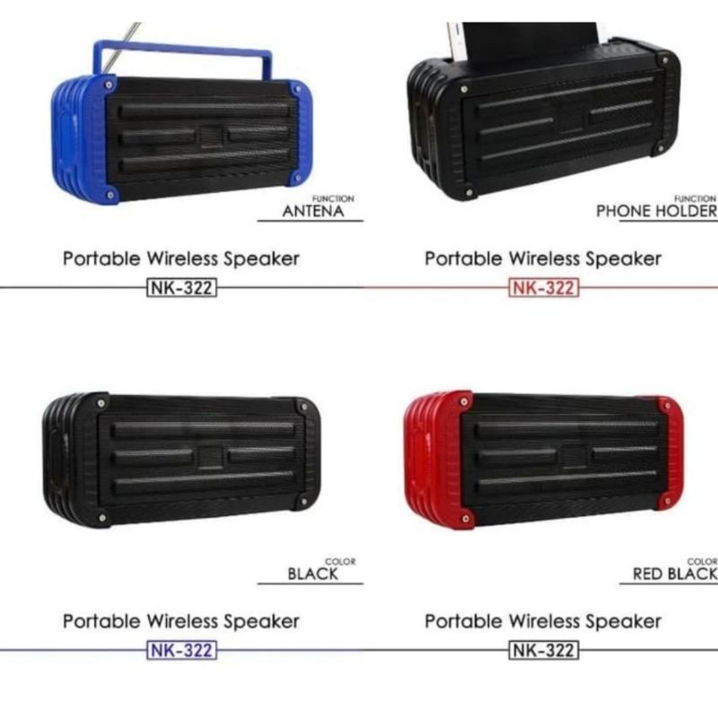 SPEAKER BLUETOOTH NK-322 WIRELESS PORTABLE SPEAKER NK322 PORTABLE SPEAKER MUSIC BOX BLUETOOTH