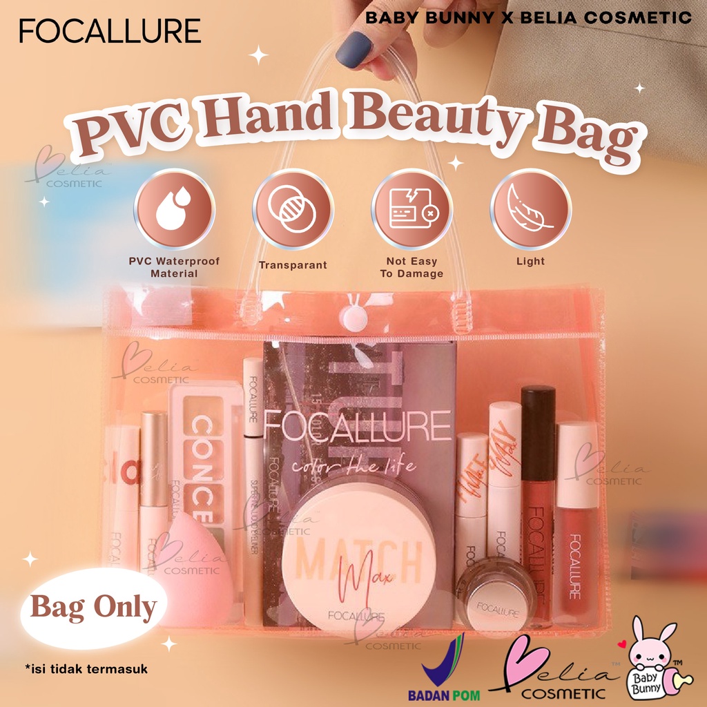 ❤ BELIA ❤ FOCALLURE PVC Hand Beauty Bag Pink | Cosmetic Pouch | Bag Transparant | Waterproof Travel Pouch