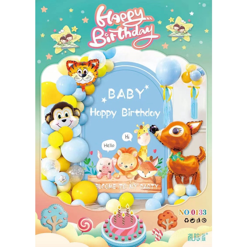 Paket Set Dekorasi Ulang Tahun Anak Spanduk Ulang Tahun Dan Balon Foil Frozen / Mickeymouse /