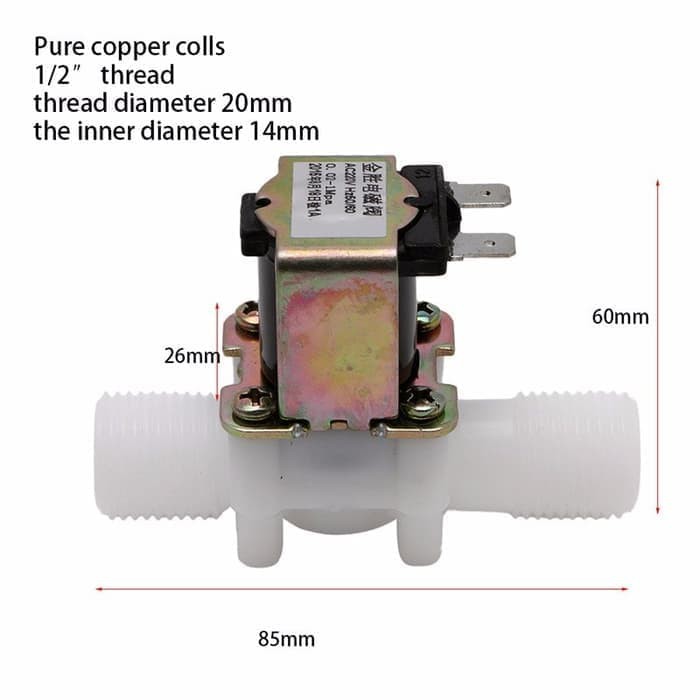 Electric Solenoid Valve NC Water IN OUT 1/2&quot; Kran Elektrik