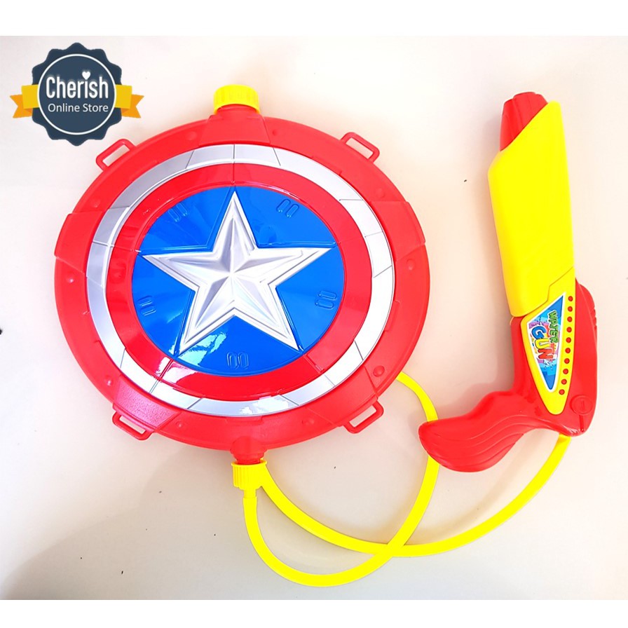 Mainan Pistol Air BackPack / Water Gun PERISAI CAPTAIN AMERICA