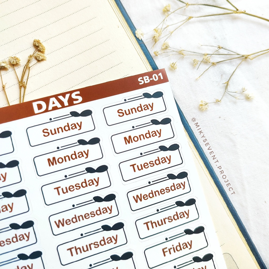 

Sticker Days untuk Journaling/ Planner/ Bullet Journal/ Decor