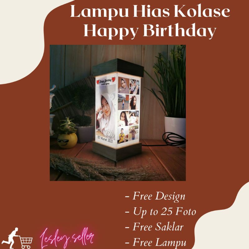 [LANGSUNG JADI] Lampu Hiasa Kolase Custom Foto Happy Birthday Dekorasi Special
