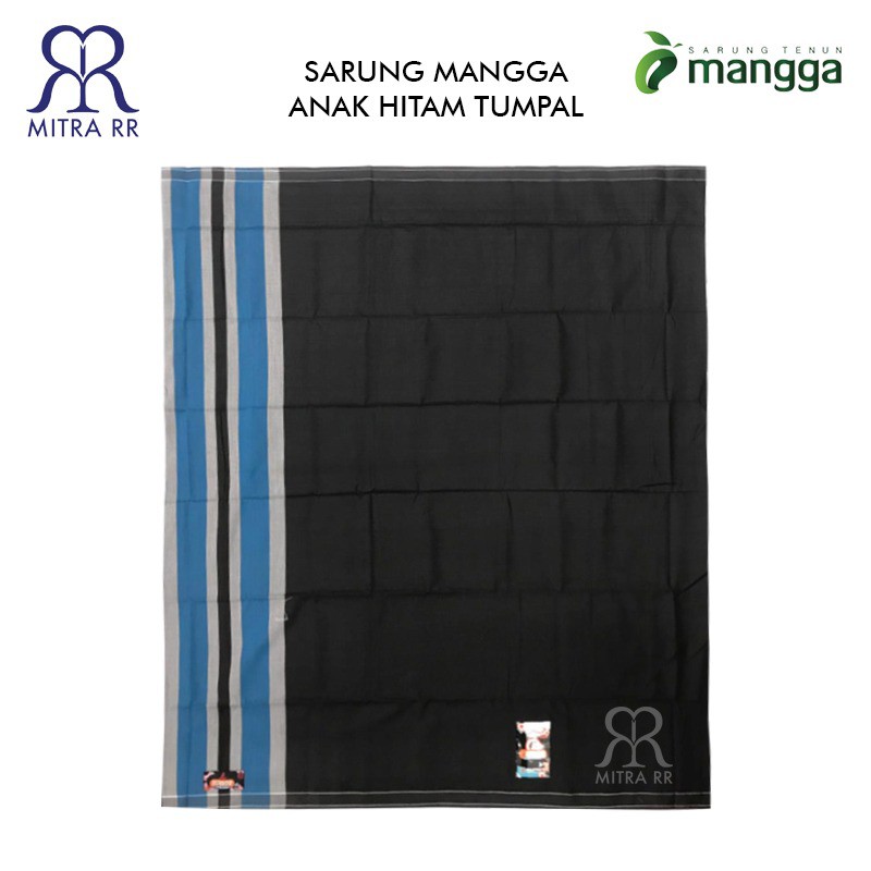 Sarung Mangga Junior Polos Hitam Tumpal Warna – Sarung Anak Warna Hitam Polos Tumpal