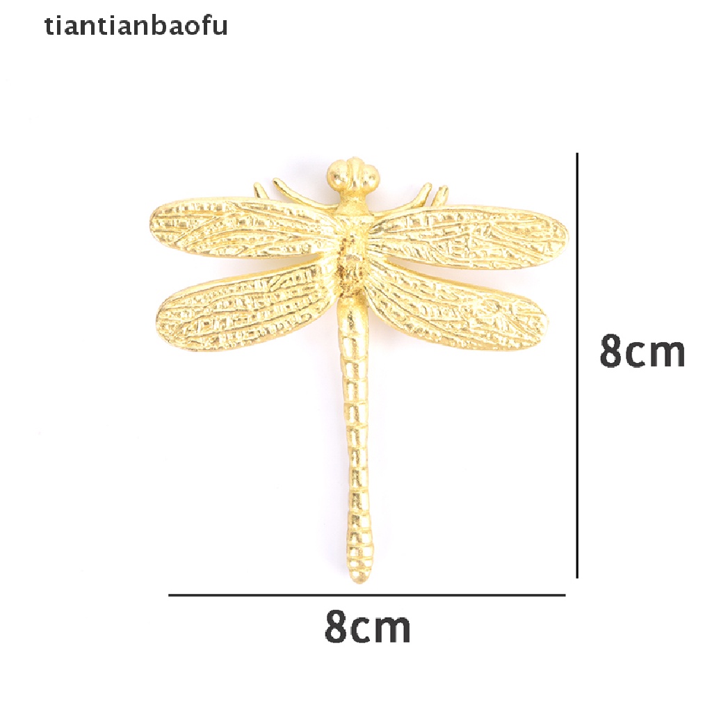 Tiantianbaofu Gagang Pintu / Laci / Lemari Bentuk Capung Bahan Kuningan Warna Emas Gaya Nordic