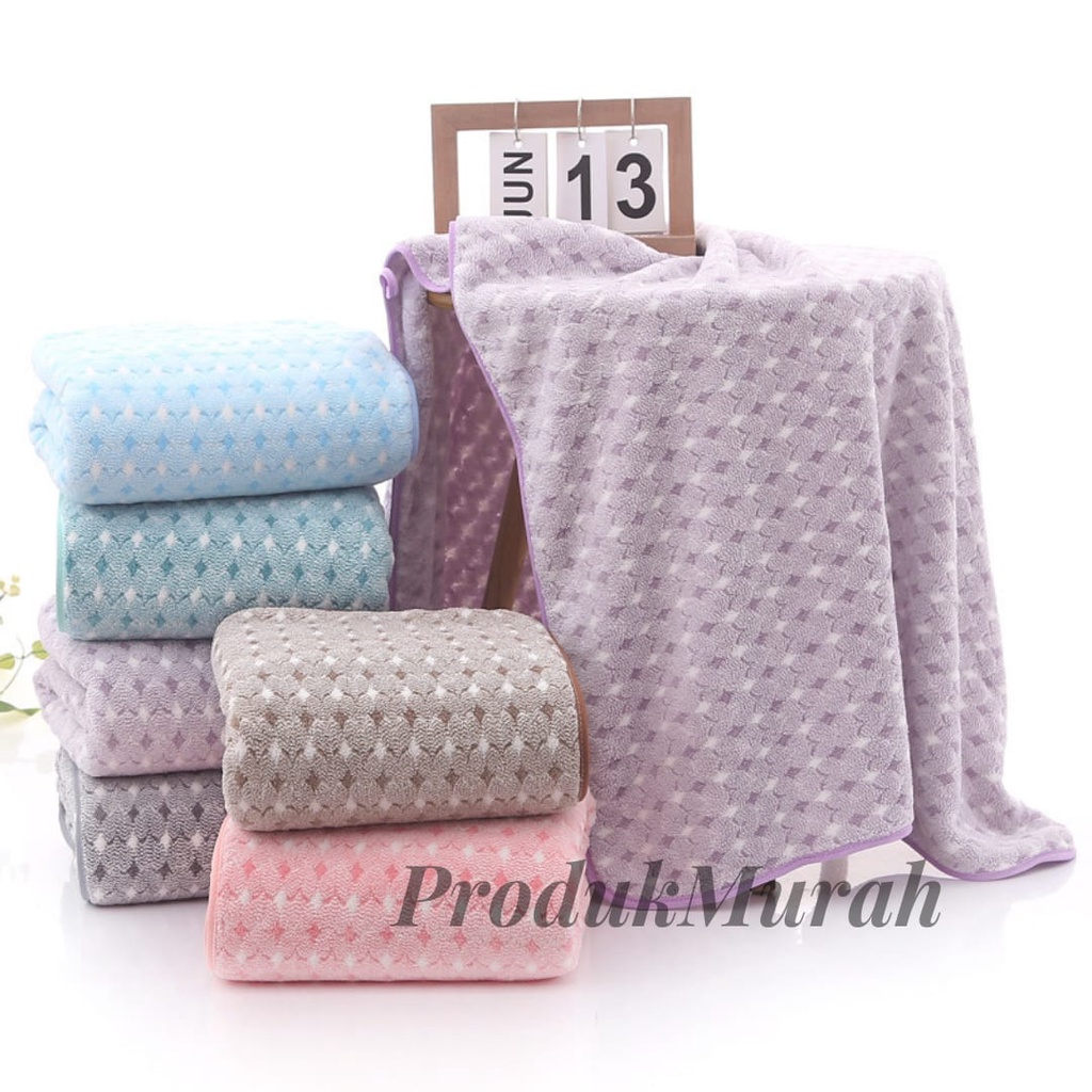 Handuk mandi bulu 70cmx140cm / handuk dewasa / pastel salur besar daya serap tinggi dan lembut