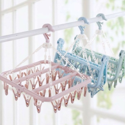 Hanger Jemuran / Gantungan Jepitan Jemuran Bra/Underwear/Baju Bayi/ Kaos Kaki Hanger 32 Jepit