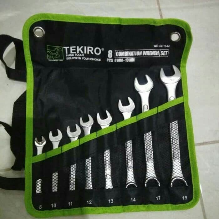 TEKIRO kunci ring pas set 8 pcs ukuran 8mm - 19mm