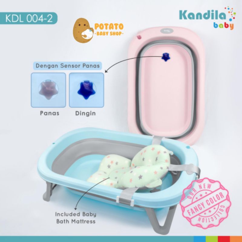 Kandila Baby Folding Bath Tub With Mattress - Bak mandi dengan penyangga mandi bayi