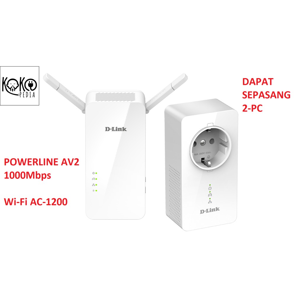 D-Link DHP-W610AV Kit Gigabit Powerline AV1000 Wifi AC1200 AV2 DLink Passthrough