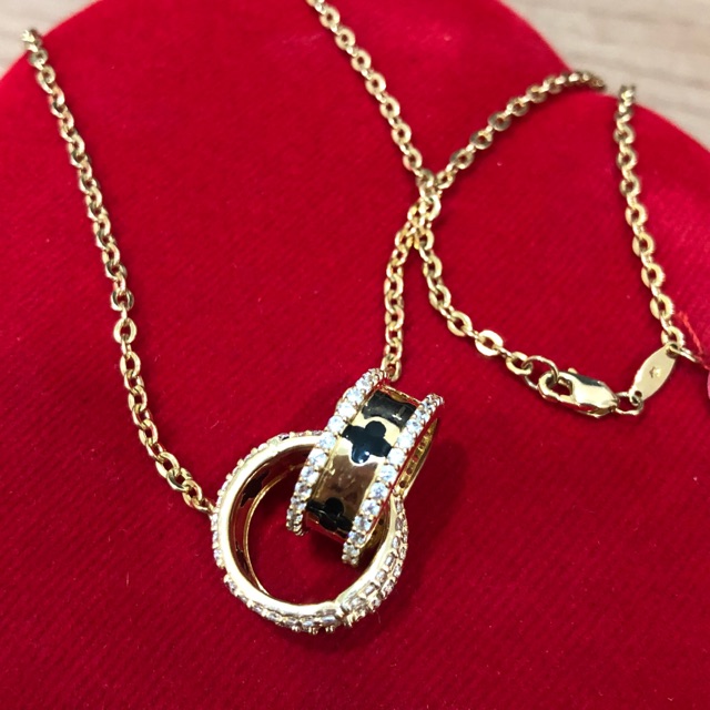 Kalung koye ring double emas kuning