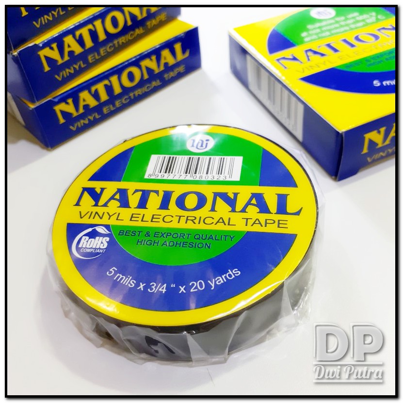 ISOLASI LISTRIK NATIONAL HITAM /  VYNIL ELECTRICAL TAPE / SELOTIP SOLATIP SELOTEP / NACHI