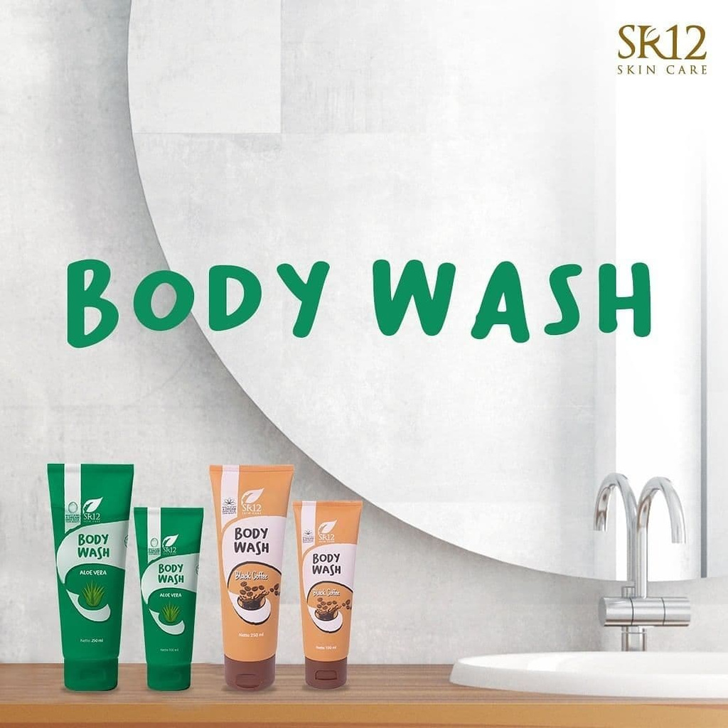 BODY WASH SR12 100ml 250ml Tube Pump Aloe Vera Lidah Buaya Black Coffee Kopi Hitam Menyegarkan Tubuh