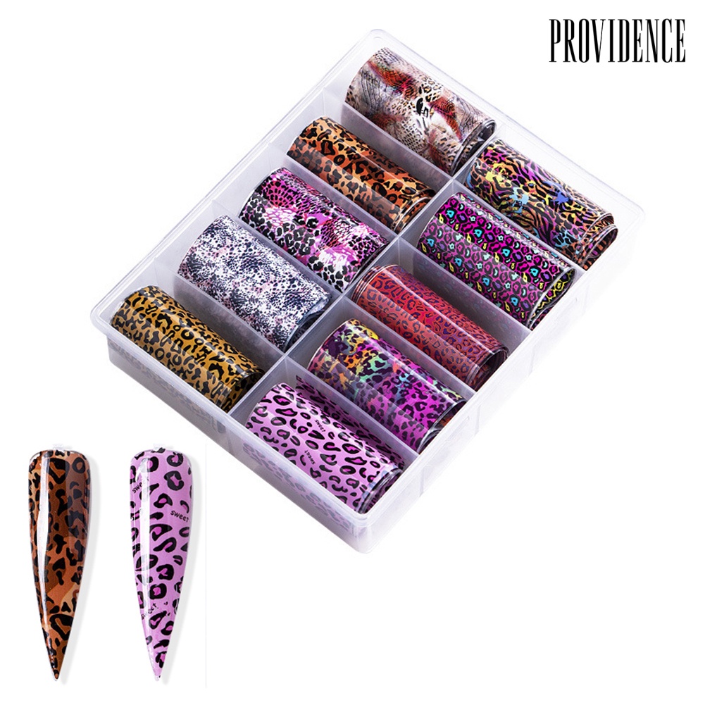 Providence 10 Rolls Starry Flower Leopard Transfer Paper Nail Art Sticker Decal Decoration