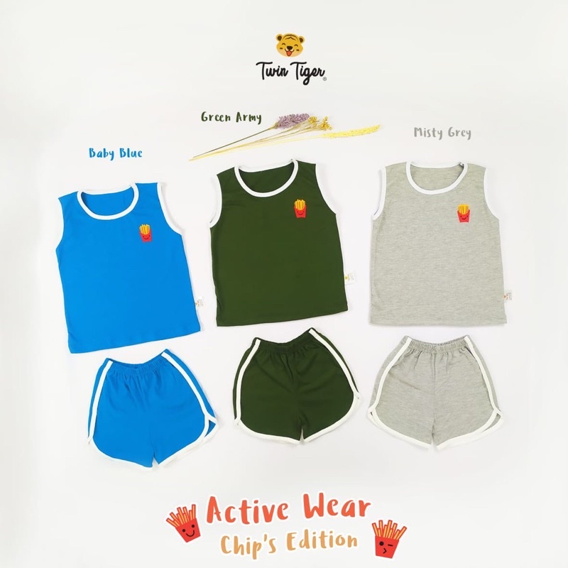 TWIN TIGER SLEEVELESS ACTIVE WEAR SETELAN KUTUNG ANAK 1-5 Tahun