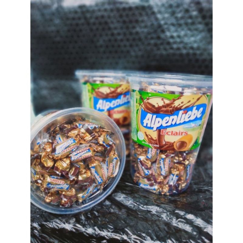 Alpenliebe Eclairs Chocolate Caramel Cokelat 100pcs kemasan toples