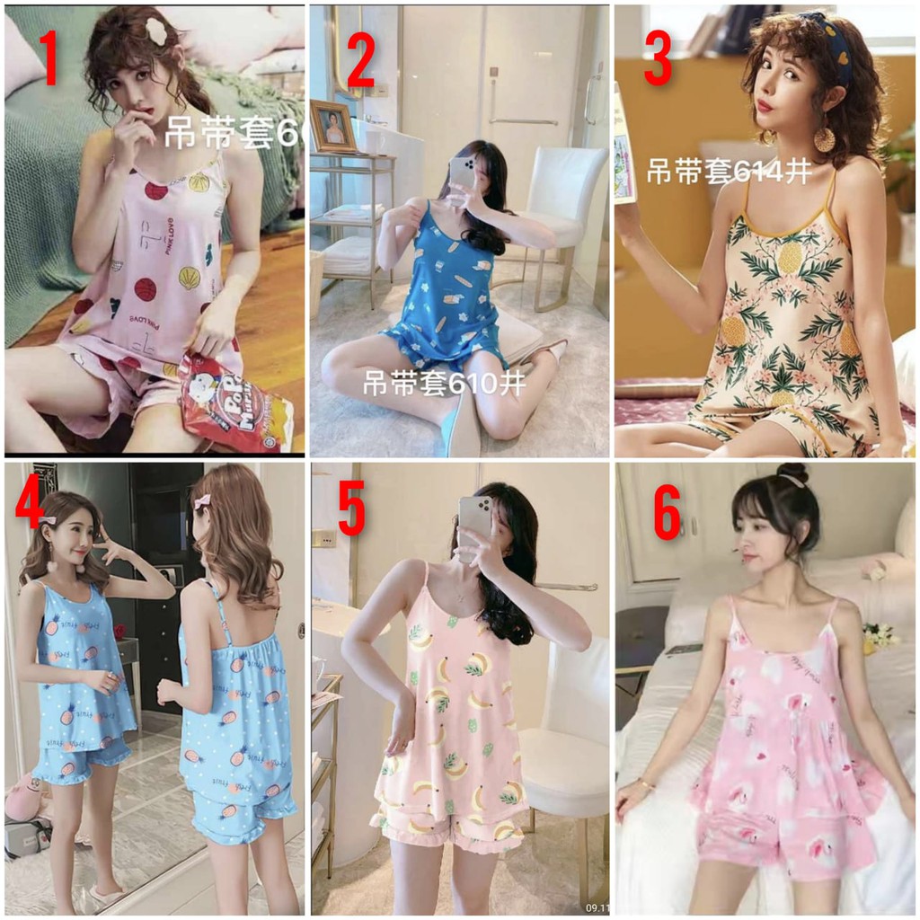baju tidur tanktop tali wanita bahan spandex import-1